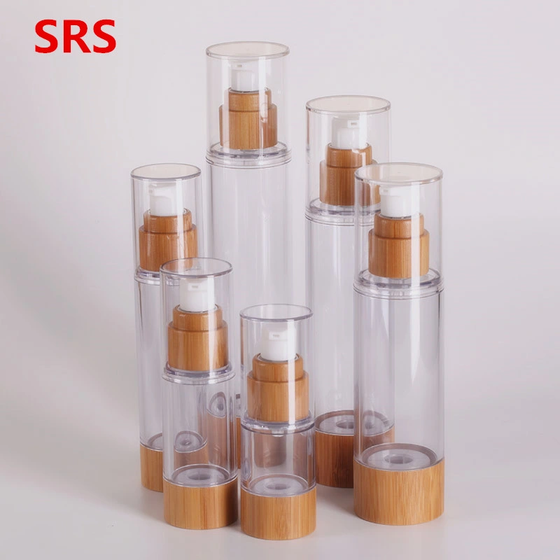 Bamboo 15ml 30ml 50ml Packaging Cream Serum PET lotion Airless Cosmetic Amber Glass pump Inner plastic Dropper roll on roller Essential Oil Perfume Spray Bottle