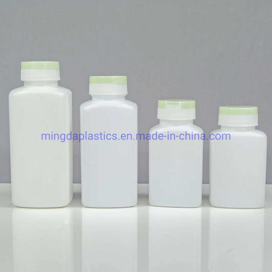 HDPE 300ml High End Square Flip Top Plastic Tablets /Food Products Packaging Medicine Bottle