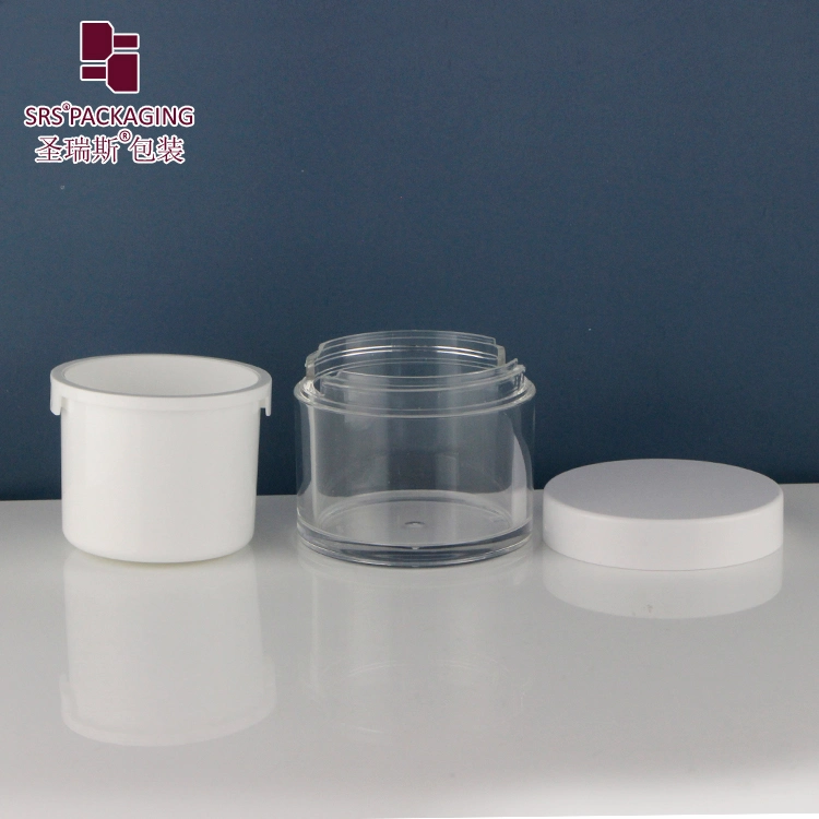 SRS Packaging Eco-freidly Reusable Refilled Round Clear Plastic Airless Cosmetic 15g 30g 50g 100g 240g Rechanged PCR PP inner Cream Jar