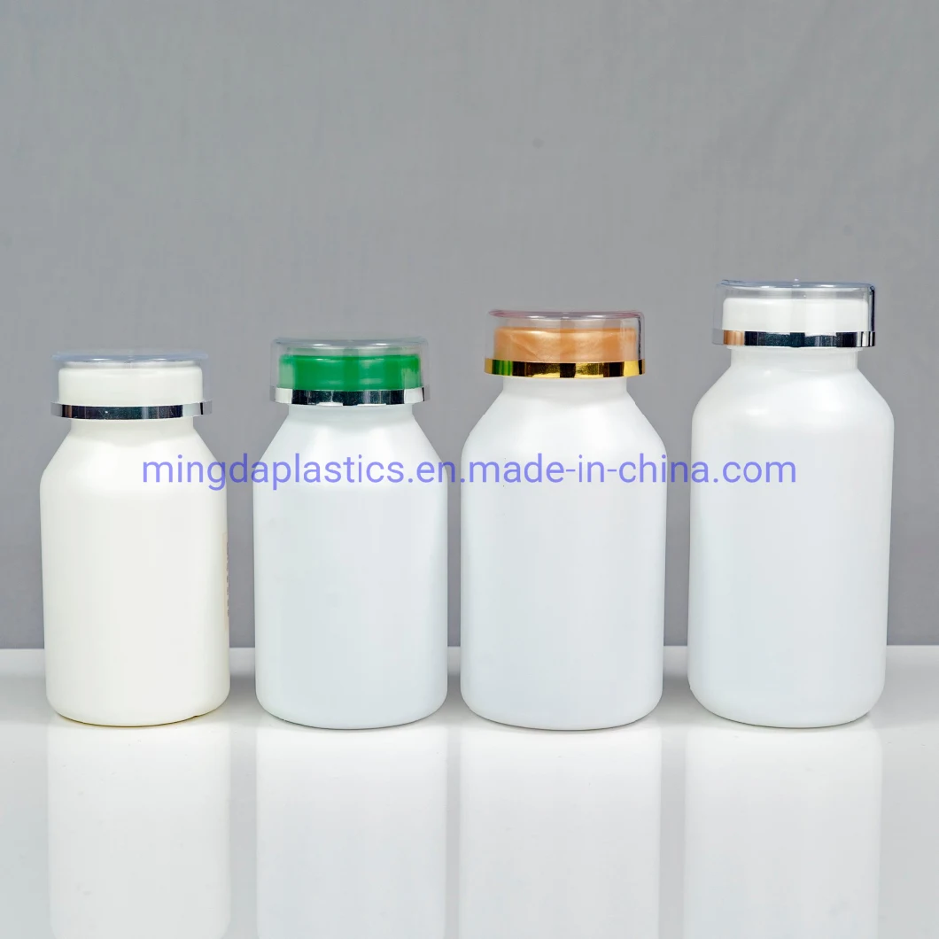 180ml Empty Plastic Pharma Grade HDPE Packaging Sloping Shoulder Clear Double Cap Round Medicine Bottle Factory