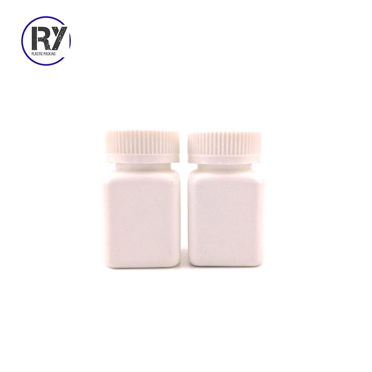 Wholesale Mini Plastic Screw Cap 30cc 40ml PE Square HDPE Small Plastic Pill Bottle for Capsules Pills