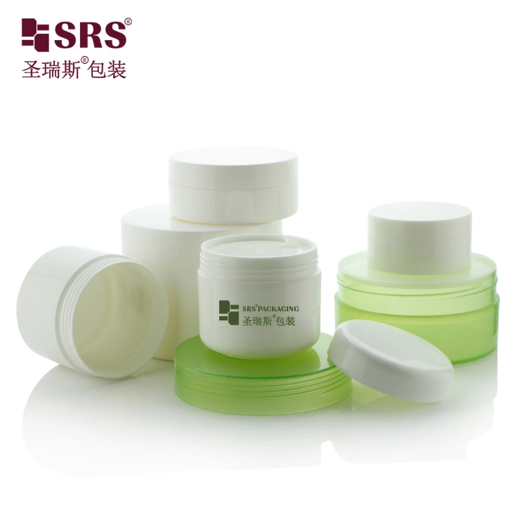 Eco friendly PCR Empty PP 100g 200g 300g 400g 500g Bamboo Plastic Round Cosmetic Packaging Skin Care Airless Dispenser Glass Skincare Face Cream Acrylic PET Jar