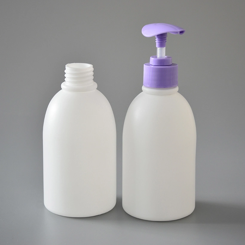 300ml Plastic Round White Lotion Pump Squeeze HDPE Bottle for Shampoo