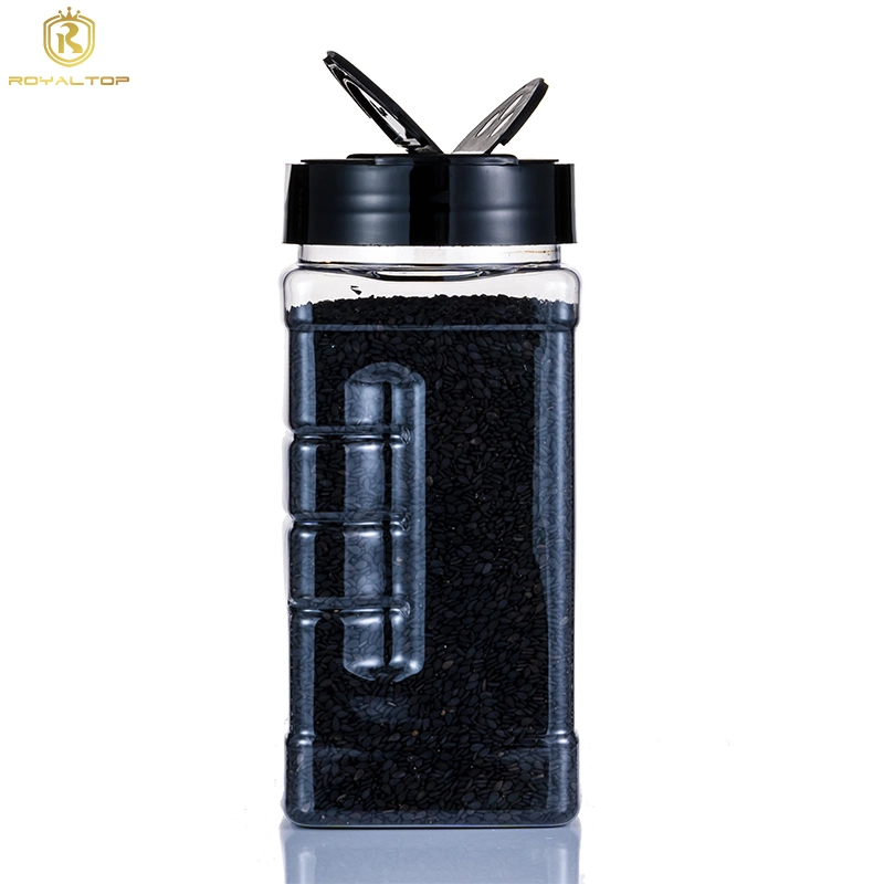 Large Capacity Square Pet Plastic Dry Spice Storage Bottle for Kitchen