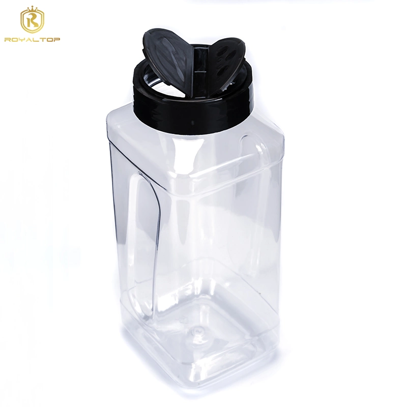 Large Capacity Square Pet Plastic Dry Spice Storage Bottle for Kitchen