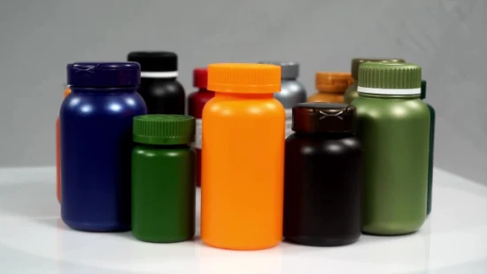 Colore della bottiglia di plastica rotonda in HDPE da 200 ml per pillole/compresse/capsule/vitamine